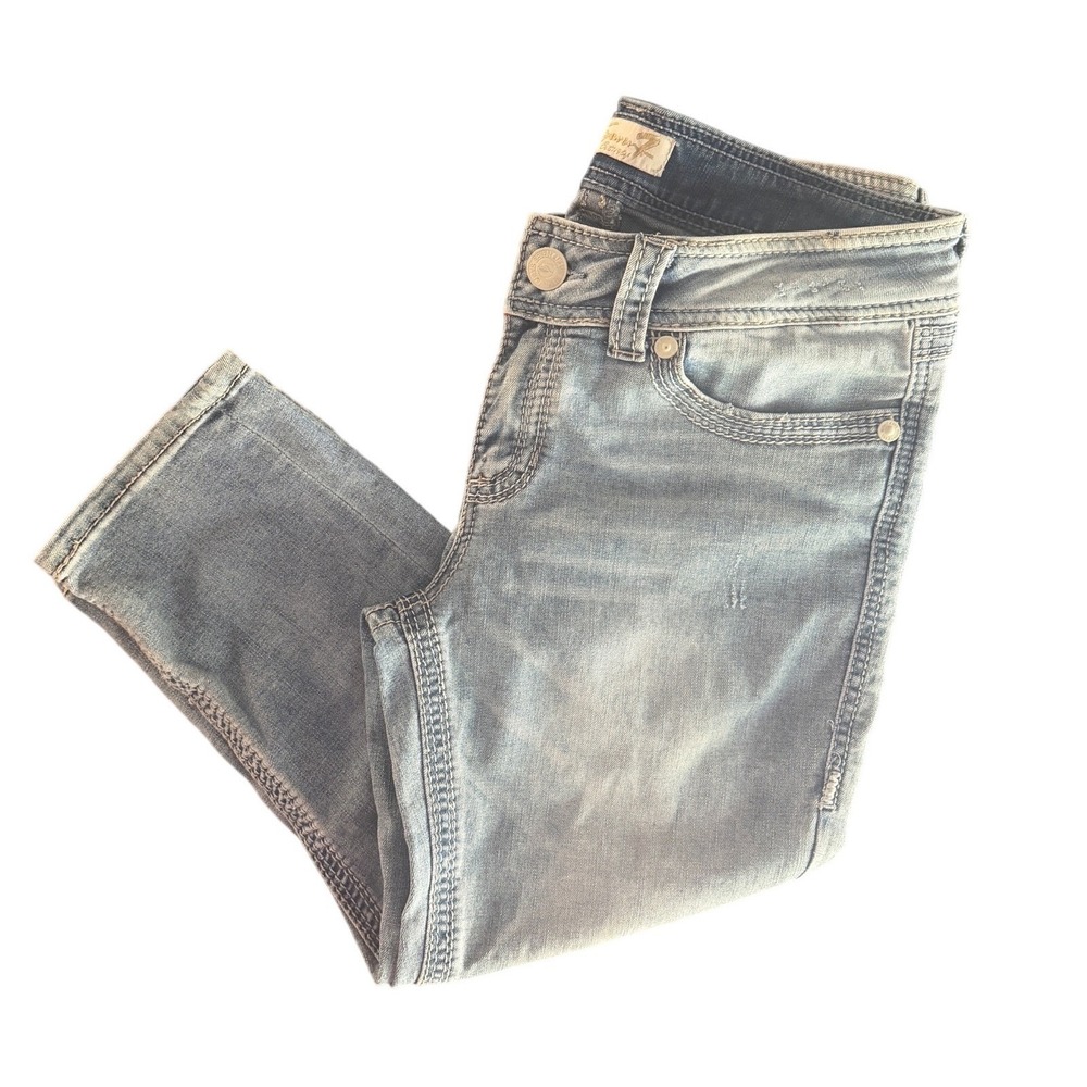 Seven7 Size 10 Capri Jeans Light Wash Stretch Denim